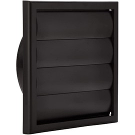 Blauberg Black Gravity Grille 125mm - 5 inch External Ducting Air Vent with Round Spigot and Non-Return Shutters for HVAC Bathroom Extractor Fan Kitchen Whole House Ventilation Grill Cover