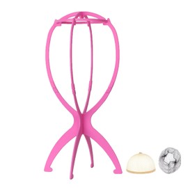 WXYYKX Wig Stand, Practical Wig Holder, 35 cm High, Foldable, Instead of Styrofoam Head, Ideal for Drying the Wig, Hairpieces with Extra Wig Nets - Pink