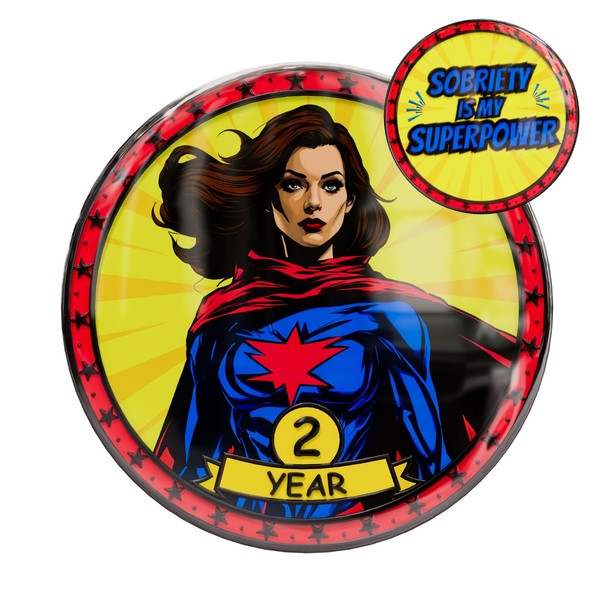 MilestoneMint 2 Year Sobriety Coin - Superpower AA Medallions -