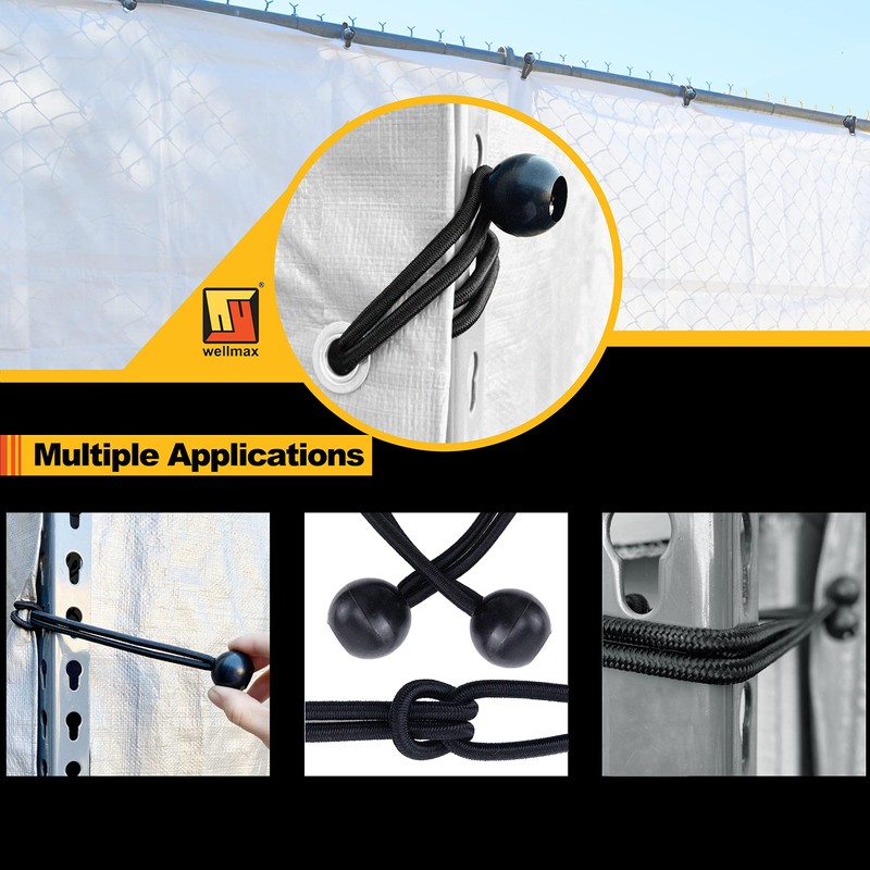 9 inch 50 Piece Heavy Duty 5mm Ball Bungee Canopy