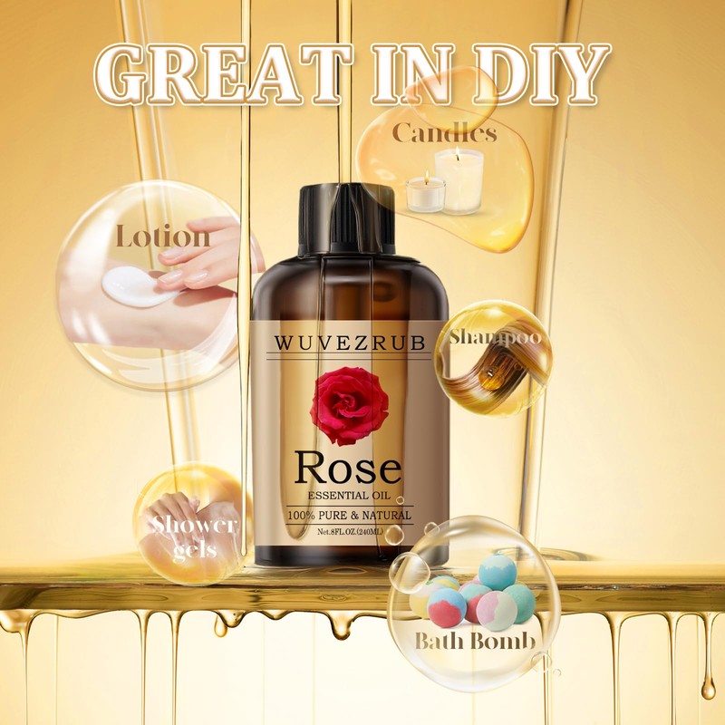 Wuvezrub Rose Essential Oil 240ML - 100% Pure and Natural