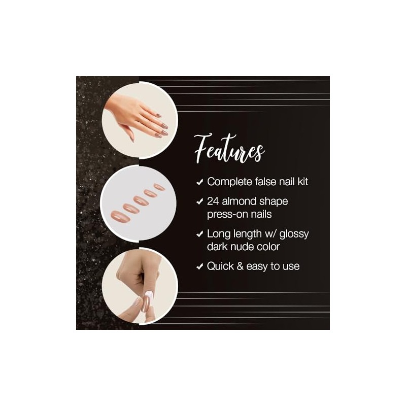 Ardell Nail Addict - Juego de uñas artificiales, latte