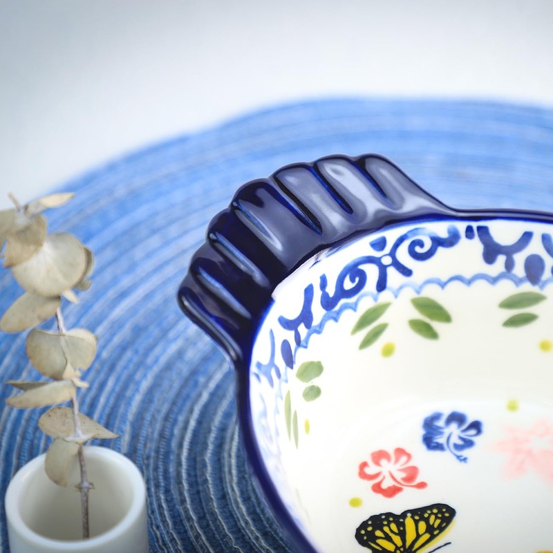 Bicuzat Vintage Butterfly and Flower Pattern Pie Pan, Chicken Shape