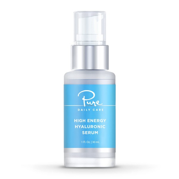 Pure Daily Care High Energy Hyaluronic Serum (1oz) - Hydrating Clinical Grade Hyaluronic Acid.