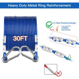 TAMABABY Dog Tie Out Cable and Stake, 360°Swivel Dog Anchor, with 30FT Heavy Duty Cable, Heavy Dog Stake for Yard Can Hold Up to 150 LBS Dogs for Park,Camping,Yard(Black)