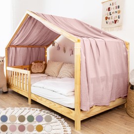 lilimaus House Bed Canopy [in 12 Colours] Bed Canopy House Bed Made of 100% Cotton Muslin - Fabric Canopy for House Bed Decoration Girls and Boys - Canopy for House Bed Children - Bed Curtain