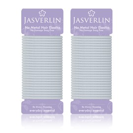 JASVERLIN Gray Hair Ties Elastics Ponytail Holder Scrunchies For Women Girls Thick Thin Fine Hair No Crease No Damage Super Stretch Hairbands 4mm 50 pcs (Light Gray)