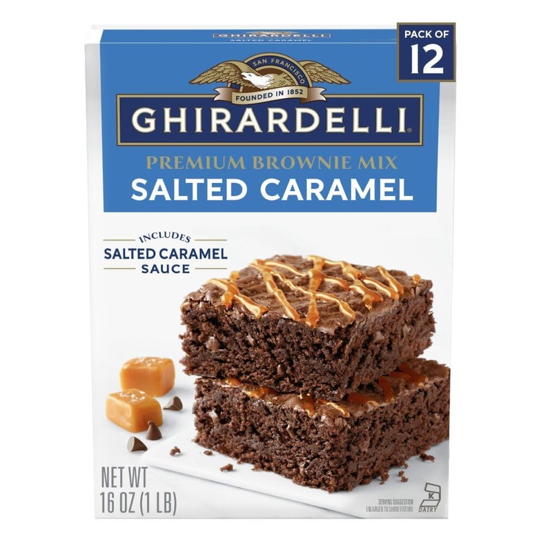 Ghirardelli Salted Caramel Premium Brownie Mix, Includes Salted Caramel Sauce,