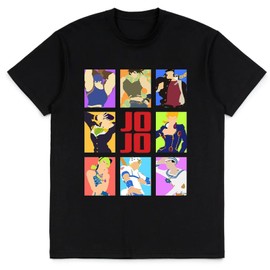 JoJo's Bizarre Adventure Shirt Anime Fashion Trend t-Shirt Unisex Short-Sleeved Tops Teen Fans Gifts Black tee Shirt 3X-Large