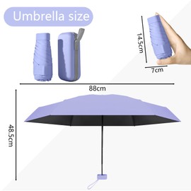 Sykerout Umbrella, Mini Umbrella, Pocket Umbrella, Compact Umbrella, Mini Foldable Travel Umbrella, Small with Case, UV Umbrella, purple