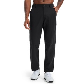 Libin Men's Golf Pants 32" Classic Fit Quick Dry Lightweight Stretch Comfy Dress Work Business Casual Trousers for Men Clothing with Pockets, Black, 36W x 32L