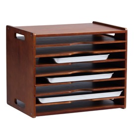 8-Tier Baking Sheet Organizer for Cabinet, Large 20 x 15 x 14 in Wooden Tray Divider Rack, Bamboo Cutting Board, Pan, Tray and Cookie Sheet Organizer for Kitchen Storage