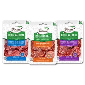 Fiorucci All Natural Uncured Antipasti Italian Sampler Pack, Hard Salami, Abruzzese and Salami Milano, No Nitrites & Antibiotic Free Pork, 18 Oz (Pack of 1)