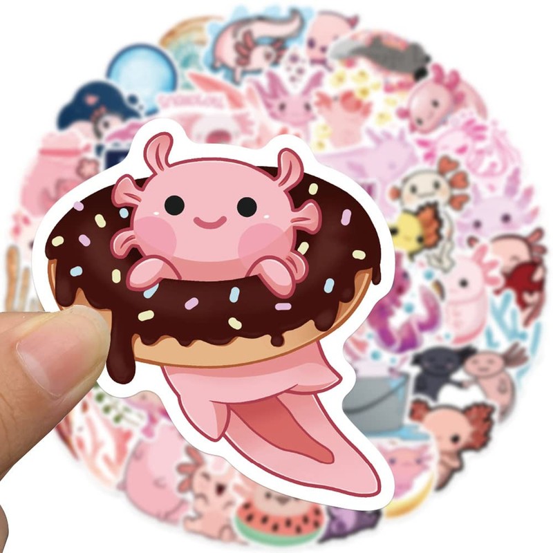 Funimost Cute Axolotl Stickers, Pink Animals Stickers for Kids Teens,