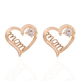 Dreuyet Heart Mom Earrings for Women Chic Imitation Pearl Mama Letter Stud Earrings Mother's Day Holiday Jewelry Gifts (pearl heart)