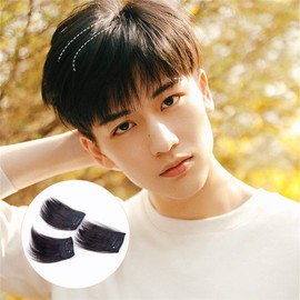 Remeehi Men's Wig Extensions One Touch Hair Extensions Point Wigs Hairpieces 100% Human Hair Hidden Bangs Wigs Natural Growing Hair Thinning Hair Removal Medical Wigs Handsome Men's Wigs Gentle Men Natural Black