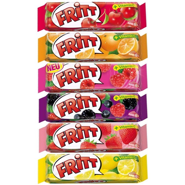 German Fritt Chewy Candy Cherry Orange Lemon Berry Flavor Mix Pack of 6 From Germany