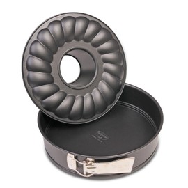 Dr. Oetker Springform mit Flach- und Rohrboden Ø 24 cm, Kuchenform aus Stahl mit Antihaftbeschichtung, Backform aus veredeltem Schwarzblech, Menge: 1 Stück