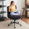 Computer Chair Modern Swivel Makeup Vanity Chair Microfiber Black Comfy