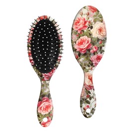 GABraden Hair Brush,Detangling Hair Brush,Soft Bristles for Effortless Tangle Removal,Detangler Hairbrush For Women Men Boys Girls Wet Dry All Hair Types (Pink White Roses)