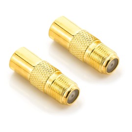 deleyCON Satellite Aerial Adaptor Coaxial Cable to TV Plug Adapter – F Female to IEC Male Coupling Connector Coaxial Cable Pack of 2 Gold-Plated