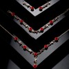 3Pcs Set Red Rose Jewelry - Rose Flower Pendant Necklace,