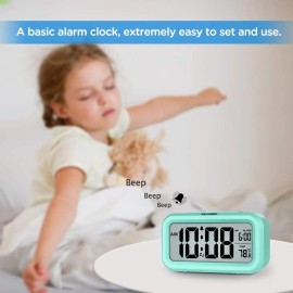 Peakeep Night Light Digital Alarm Clock Battery Operated with Indoor Temperature