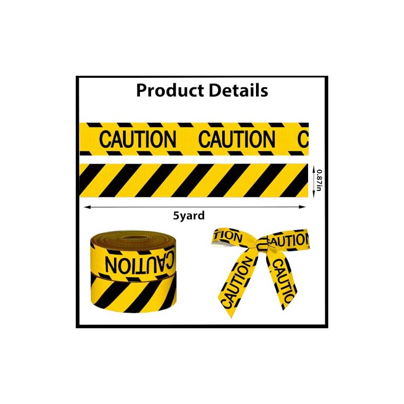 2 Rolls 14 Yards Grosgrain Caution Tape - 7/8" Yellow