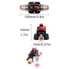 Inline Car Circuit Breaker, Automatic Fuse Holder, Inline Car Circuit Breaker, Fuse Car Manual Reset Switch, with Manual Reset Function, for Car Audio System Protection (20A)