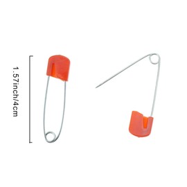 FAZHBARY 60 Count Plastic Safety Pins 1.57 Inch Plastic Head Stainless Steel Diaper Pins for Handcrafts DIY (Red)