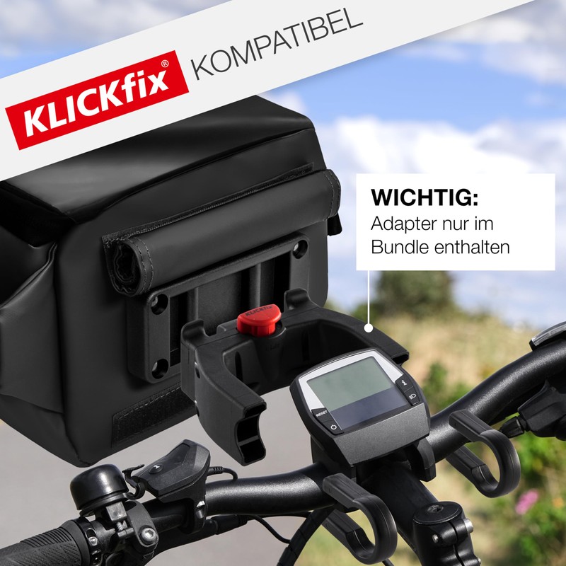 Valkental x Klickfix 3-in-1 Bicycle Handlebar Bag, Fully Reflective &