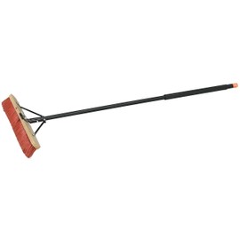 DAB 56" Long Industrial Push Broom with 24" Lacquered Hardwood Head | Moisture-Resistant Bristles | 13 Gauge Steel Connector | Comfort Sponge Grip Handle