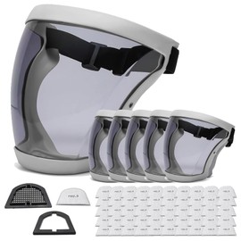 INYX SHOES Anti-Fog Full Face Active shields Protection Visible Expression Transparent Breathable Comfortable Adults Reusable (White&Grey, 5PCS)
