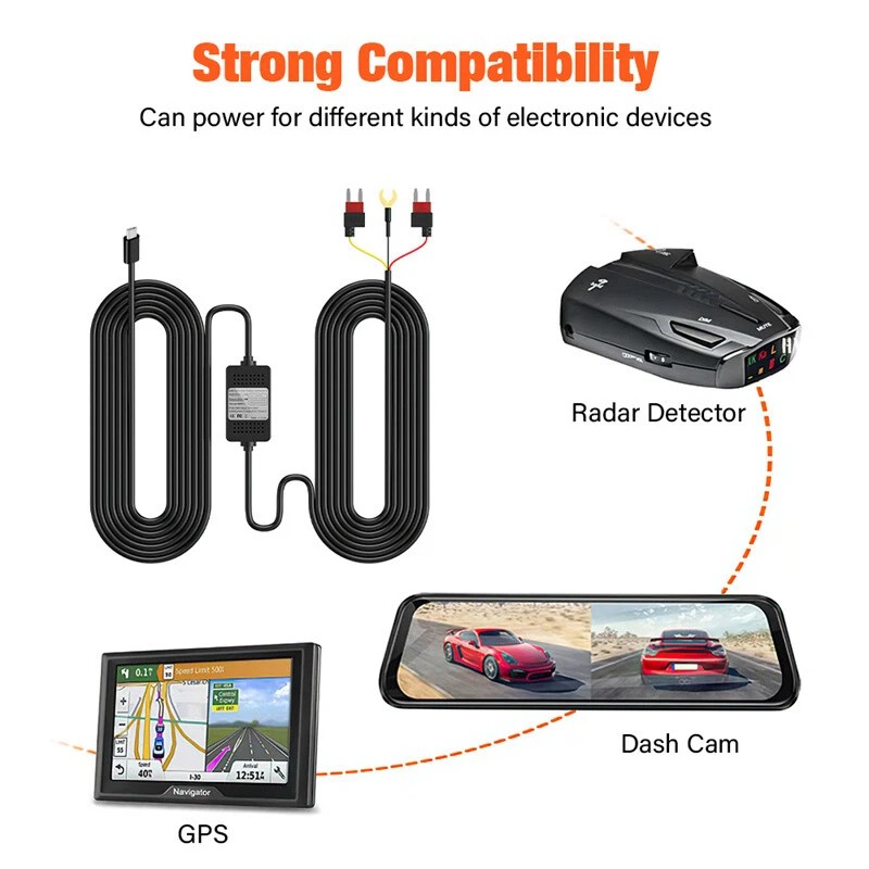 Universal Dash Cam Hardwire Kit Mini/Micro/USB C Hard Wire Cable