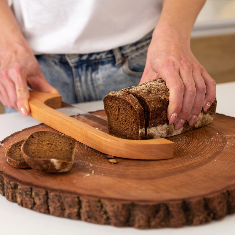 TYOARO Wooden Bread Bow Knife, Cherry (16") - Serrated Sourdough
