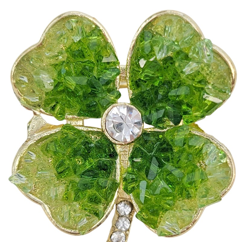 GFM® Three Leaf or Four Leaf Clover Dimantes Enamel Brooch