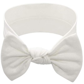 BABYGIZ Baby Girl Headbands Newborn Infant Toddler Cotton Handmade Hairbands with Bows Child Hair Accessories (White, 0-6 Month)