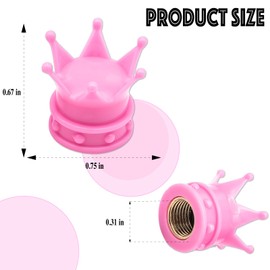 MEAJOO 4PCS Crown Tire Valve Stem Caps, with O Rubber Ring, Tire Air Valve Cap Plastic with Brass Core, Universal Cars, SUV, Trucks, Bikes, Motorcycles, Bicycles (Pink)