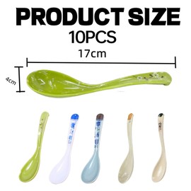 Yueser Noodle Soup Spoons, Pack of 10 Pasta Soup Spoons, Melamine Asian Soup Spoons, Japanese Ramen Spoons, Appetizers Spoons, Plastic Spoons, Chinese Rice Spoons