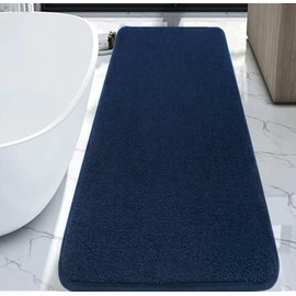Rururug Bathroom Mat, Large Bath Mat 50x120cm Bath Mats for Bathroom, Non Slip Quick Drying Microfiber Absorbent Bathroom Rug, Navy Blue