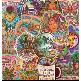DIY 10pcs Spiritual Adventure Travel Stickers- Scrapbook, Crafts, Hippy Moon Child