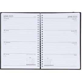 A5 2025 Diary Week To View Black Cover With Silver Wiro Binding - Executive Edition