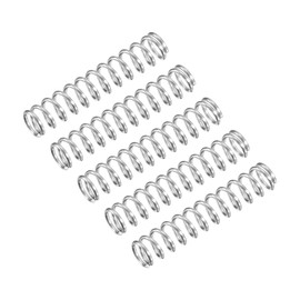 sourcing map Compression Spring, 5Pcs 304 Stainless Steel, 6mm OD, 0.8mm Wire Size, 30mm Free Length, Silver Tone