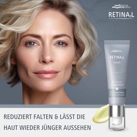 Retinal Serum - mit 0,05% reinem Retinal - reduziert Falten & strafft die Haut - reguliert Pigment- und Altersflecken - Serum für Einsteiger - von medipharma cosmetics