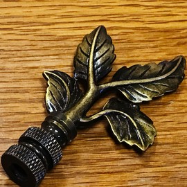 Royal Designs Elegant Leaves Lamp Finial for Lamp Shade- Antique Brass