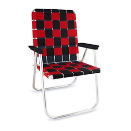 Lawn Chair USA | Folding Aluminum Webbed Chair for Camping, Sports, and Beach | Classic - Black//Red
