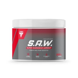 Trec Nutrition S.A.W. Muscle Building Maximised Focus and Massive Pump Energy Sport Creatine Bodybuilding 200 g Tin (Blackcurrant Lemon - Blackcurrant Lemon)