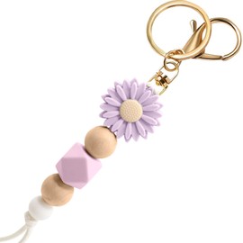 MyfavoriteK Flower Keychain Cute Silicone Beaded Keychain for Women Charms for Car Keys Holder Bag Purse