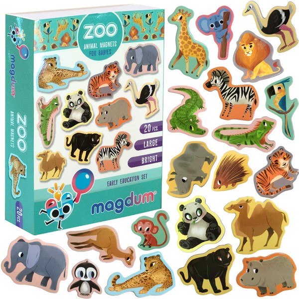 Fridge Magnets For Toddlers Magdum - 20 ZOO Animal Kids Fridge Magnets - Animal Magnets For Toddlers - Fridge Magnets For Kids - Kids Magnets - Magnetic Shapes - Magnet Toy - Kids Magnets For Fridge