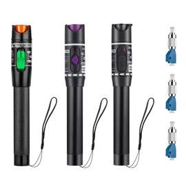 Moocci 3 Pcs Visual Fault Locator Fiber Optic Tester - VFL Fiber Optic Cable Tester Meter with FC to LC Adapter - Fiber Optic Tools Kit for FC/SC/ST/LC Connector,Network Cable Test -Green Purple Black